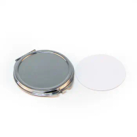Customizable Round Silver Compact Mirror Metal Engraved Flower Pattern Compact Mirror Favors + Sublimation panel