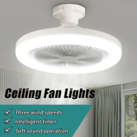 Ceiling Fans With Remote Control and Light LED Lamp Ceiling Fan Lamp E27 Screw Fan Light Remote Control Wall Control Bedroom Lig