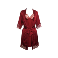 [Happy Girl Shop] Kimono 3In1 Full Set Daster + Dalaman Baju Tidur Dewasa 1 Set Happy Girl Dress Wan