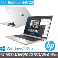 【HP 惠普】Probook 445 G8 14吋輕薄商用筆電3C9F3PA(R7-5800U/16G/512G SSD/W10P)