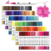 Dual Tip Brush Art Marker Pens 12/48/120/132 Colors Watercolor Fineliner Drawing Painting Stationery Coloring Manga Art Supplies