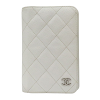 【二手名牌BRAND OFF】CHANEL 香奈兒 白色 荔枝紋 牛皮 護照夾(些微變色)