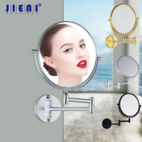 JIENI 3X Magnifying Beauty Makeup Mirror 8" Wall Mounted Bathroom Toilet Cosmetic Mirror Foldable Double Sided Mirror Design