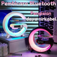 Speaker Bluetooth nirkabel mini dengan lampu suasana warna-warni, lampu meja LED pintar