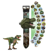 Montessori Wrist Watch Toy Cartoon Dinosaur Projector Toy Electric Watch Hand Game Set Early Learning Kids Gift