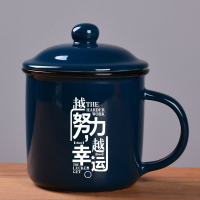 。茶剛子 老式 經典仿搪瓷杯懷舊經典帶蓋復古陶瓷杯子大號茶缸子
