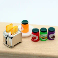 Miniature Bread Maker Miniature Dollhouse Bread Machine Toaster Set Decorations Accessories for 1/12 Scale Dollhouse Mini Bread