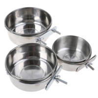 1PCS S/M/L Pet Hanging Bowl Stainless Steel Dog &amp;Cat Feeding Food Bird Water Dish Cage Bowl