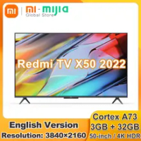 New Redmi Smart TV X50 2022 Cortex A73 G52 MC13GB+32GB DOLBY VISION HDMI*3 4K HDR 120Hz Screen Supports FLV MOV AVI MKV TS MP4