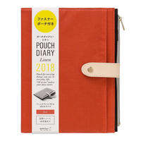 【MIDORI】Pouch Diary 2018亞麻手帳收納包(A5)-紅