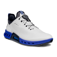 【ecco】M GOLF BIOM C4 健步旋鈕鞋帶經典防水高爾夫球鞋 男鞋(白色/藍色 13042461109)