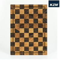 KZM 1單位棋盤木砧板含收納袋 K24T3K08 露營桌板/切菜板/擺盤道具 棋盤格紋野餐盤