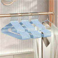10pcs- Metal Traceless No-slip Clothes Hangers, Durable Strong Clothes Racks, Household Space Saver For Organization Of Bedroom,