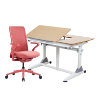 【大將作】G6-L 成長桌 (無抽屜) (POLY 人體工學椅)-櫻桃木/珊瑚紅
