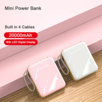 Mini Power Bank Battery 20000mAh Portable charger Digital Display Built in Cable Charging for iPhone15 14 13 Xiaomi 14 powerbank