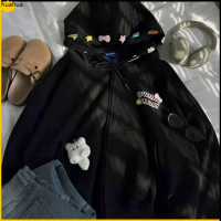 huahua Áo Khoác Nỉ ,Áo Khoác Hoodie Zip Over Icon Owner_Áo Khoác Boxy in Chữ Nổi Kiểu Unisex From Rộ