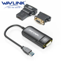 Wavlink Pendrive USB 3.0 DVI/HDMI/VGA Multi Monitor External Video Graphic Adapter HD 1080p Output Displaylink Widows and Mac