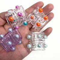 Ring cincin silikon dengan manik untuk pria wanita bahan tebal 8 manik