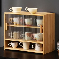 桌面收納盒玻璃杯子收納櫃茶具展示櫃子廚房水杯餐具儲物櫃置物架