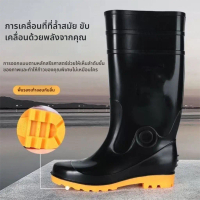 [Tiktok] ️Shoes, Long Boots, Waterproof Boots, Black Lace-Up Boots. Made in Thailand, Waterproof Boo