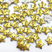 50/100PCS 12MM Gold Star 2 Holes Plastic Buttons Children's Apparel Sewing Accessories DIY Scrapbooking Crafts PT301