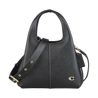 【COACH】COACH Lana 23仿古金屬C字母LOGO牛皮開口式手提/肩背菜籃子包(黑)