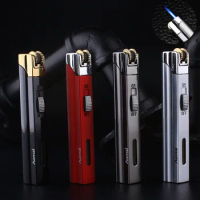 Jet Lighter Windproof Torch With Safety Lock Wheel Refillable Butane Gas Lighter For Cigar Kitchen Cigarette Accessories