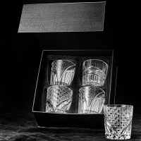 威士忌酒杯套裝刻花玻璃洋酒酒杯4只禮盒裝酒吧烈酒杯家用啤酒杯