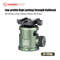 SUNWAYFOTO EB-52EGD 52mm Tripod Ball Head for Rifle without Notch with Lever Arca Swiss Clamp DLC-60, Load 44.1lb(20KG),OD Green