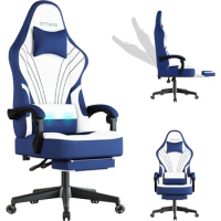 Gaming Chair,Big and Tall Gaming Chairs with Footrest,Ergonomic Computer Chair,Fabric Office Chairs with Lumbar Support,360
