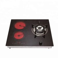 China commercial built-in double infrared induction cooker electric cooktop &amp; single 1 burner gas stove with glass ceramic plate