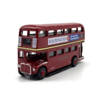 Diecast 1/148 Scale Traffic Trunk Double Decker Bus Alloy Simulation Car Model Decoration Collection Display Toy Gifts