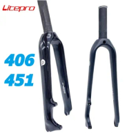 Litepro Folding Bike Carbon Fiber Ultralight Front Fork 406 451 20-22 Inch Disc Brake Wheelset O.L.D 100mm 28.6mm Steerer Tube