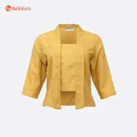Batik Keris Kebaya Kutu Baru Lengan 3/4 Motif Polos Kuning S
