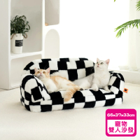 寵物棋盤格雙人沙發(適合貓咪及小型犬 寵物睡床 犬貓睡窩 寵物沙發)