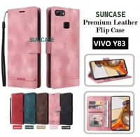 SUNCASE Vivo y83 cover hp model dompet multi fungsi flip case wallet leather SUNCASE BROWN