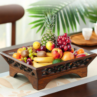 糖果盒 果盤 零食盒 泰國進口水果盤 木質中式客廳創意復古實木果盤 茶幾餐桌簡約干果盤