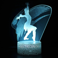 3D acrylic night light with internal engraving, sports and dance star series remote control LED nigh