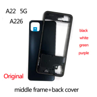 Original A22 For Samsung Galaxy A22 5g A226 A22s Battery Case Housing Lid Chassis Middle Frame Back Cover Side Keys Repair Parts