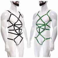 Men Nightclub Costume Harness Lingerie Hollow Elastic Bodysuit Sexy Fetish Gay Adjust Bondage Full Body Harness Cage