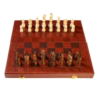 Wood Chess Board Set Magnetic Chess Pieces Folding Board Chess Game Portable Strategy Board Game For Camping Kids Adults Indoor
