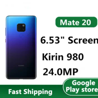 In Stock HuaWei Mate 20 4G LTE Mobile Phones 24.0MP 4 Cameras Android 9.0 6.53" OLED 2240x1080 22.5W Charger Kirin 980 OTA