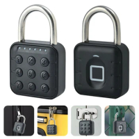 Smart Biometric Fingerprint Door Lock Keyless Quick Unlock Anti Theft Padlock IP67 Waterproof Home Travel Security Password Lock