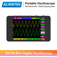 ALIENTEK DS100 Mini Digital Handheld Oscilloscope 50MHz Bandwidth Dual Channels Multifunction Electronic Component Tester Tools