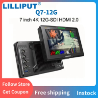 LILLIPUT Q7-12G Monitor 7 Inch 4K HD 12G-SDI/HDMI2.0 2000nit HDR 3D-LUT Brightness Field Monitor for DSLR Camera