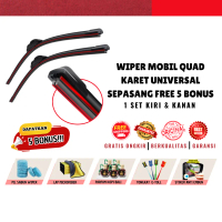 Wiper Quad 4 Lapis Karet Model Frameless 1 Set  2 Pcs Kaca Depan Mobil Universal Kendaraan Pembersih
