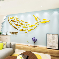 北歐風海洋魚壓克力創意壁貼3D亞克力鏡面立體自粘牆貼客廳餐廳店鋪牆面裝飾牆貼