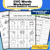 CVC Words Worksheet | Latihan Membaca Awal