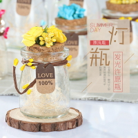 定制創意木塞喜糖玻璃瓶結婚慶帶燈布丁糖果瓶迷你發光許愿瓶DIY