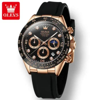 OLEVS 2875 Multifunctional Quartz Watch For Men, Waterproof Fashion Silicone Strap Men Wristwatch Lu